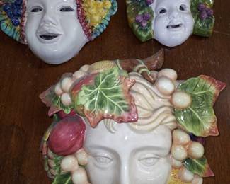 Bacchus wine god masks from Italy and Fitz and Floyd