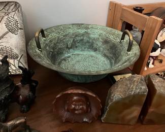 Spouting Resonance Bowl, Wood Laughing Buddha