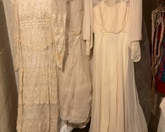 2 Vintage Wedding Dresses and long train.