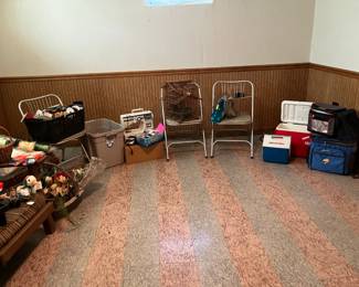 White Sewing Machine, Wood Bird Cage, Dirt Devil Spot Scrubber, Coolers, Craft Items,