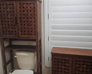 Matching bathroom cabinet set
$85.00 front of bottom shelf contoured for your back