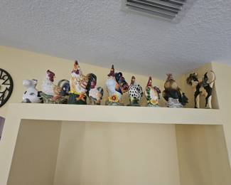 Chicken decorative pitchers, statues