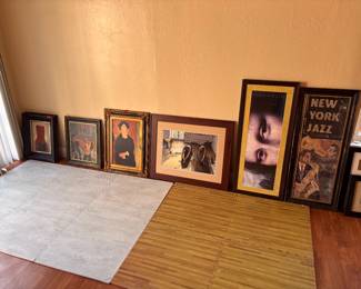 Wall-ready art: jazz posters, classic prints, and decorator frames.