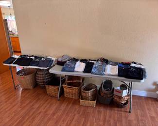 Designer jeans (AG, Frame, Everlane) + rustic vintage baskets — come early!