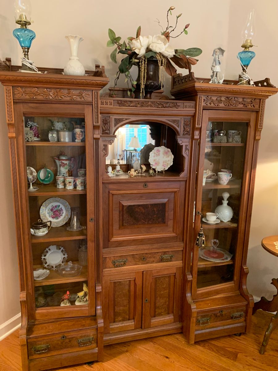 Aesthetic Movement secretary and double display cabinet