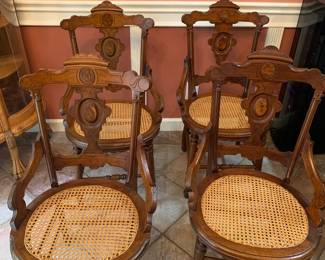 6 East Lake cane bottom chairs