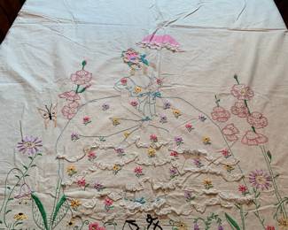 Embroidered bedspread