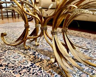 Brass and glass wheat sheaf coffee table Mid Century