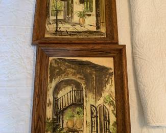 Vintage mid-century oil paintings