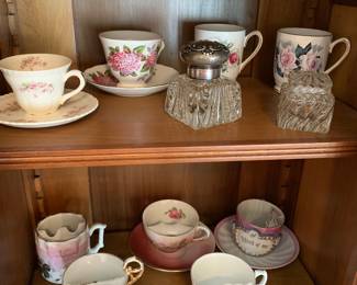 cup and saucers, ink wells, mustache cups
