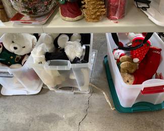 bins of Christmas plush