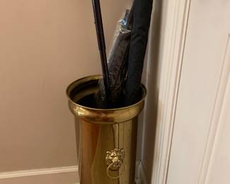 Brass umbrella stand and umbrella