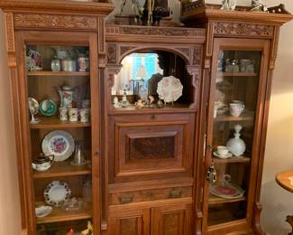 Aesthetic Movement secretary and double display cabinet