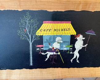 Mid Century modern French Poodle tray set