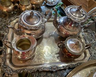 1 of 2 silver plate tea services