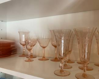 pink Depression glass