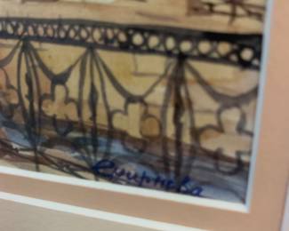 Watercolor bridge scene
