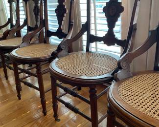 6 cane bottom Eastlake chairs