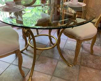 brass and glass table Italian
