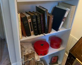 Bibles, frames, sewing, bag of vintage lace