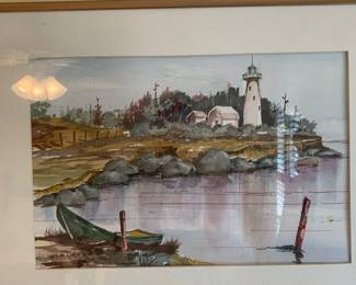 Light house scene water color original