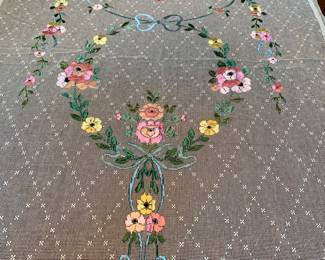 Lace and ribbon bed spread