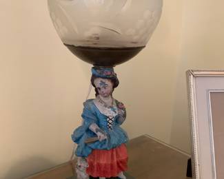 Painted metal antique lamps, formerly an oil lamp