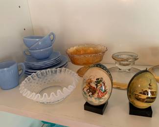 Akro Agate, opalescent, carnival; Russian lacquer eggs