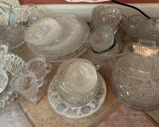 clear glass galore! Several pieces of Heritage pattern