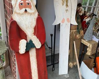 Large painted Santa and Angel