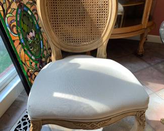 set of 4 kitchen chairs; linen seats