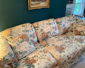 Pink floral sofa