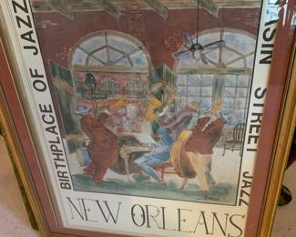 1980s Le Vieux Carre New Orleans Jazz poster