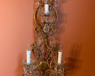 Antique very large wall scone -crystal