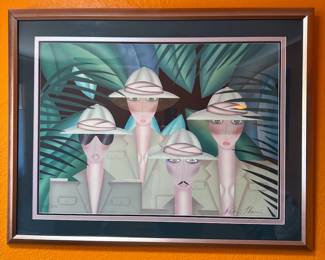 Modern art deco-style paintings and lithographs by Robin Morris.