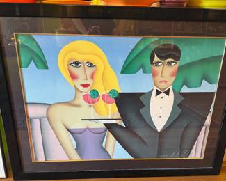 Modern art deco-style paintings and lithographs by Robin Morris.