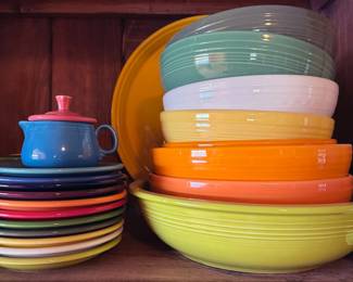Fiestaware in all colors + sizes, serving pieces + dishes.
