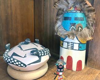 Acoma pot, Hopi Kachinas