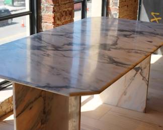 Vintage Italian Marble Clipped Edge Dining Table