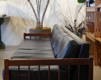 Vintage Brazilian Rosewood Frame Leather Sofa