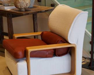 Vintage Lounge Chair with Oak Frame and Two Tone Upholstery