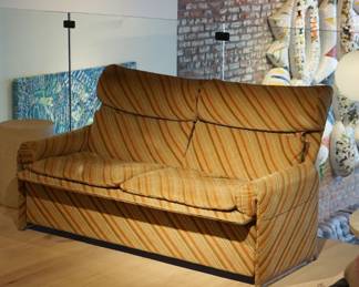 Vintage 1970s Striped Sofa with Skirted Base