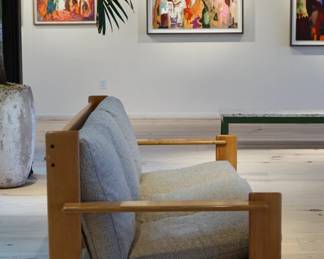 Vintage Wood Frame Loveseat