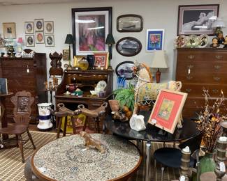 Huge collection of antique furniture, artwork, collectibles.