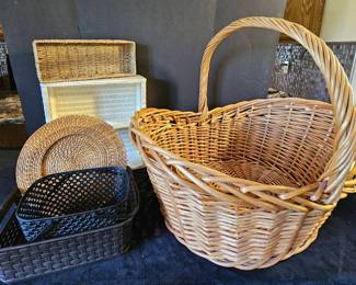 Large Wicker Basket, Vintage Wicker Shelf More