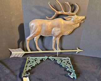Elk Brass Weather Vain Wrought Iron Brackets