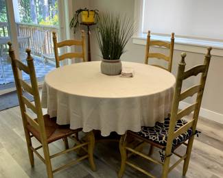 Ladderback dining chairs and table