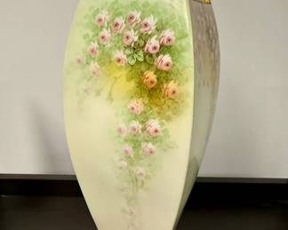 Ceramic Gold, Green,and Pink Flower Vase 8508 - Austria