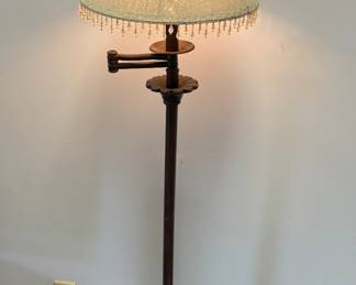 Swivel Arm Floor Lamp with Beaded Lampshade