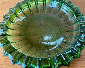 Vintage Green Glass Ashtray